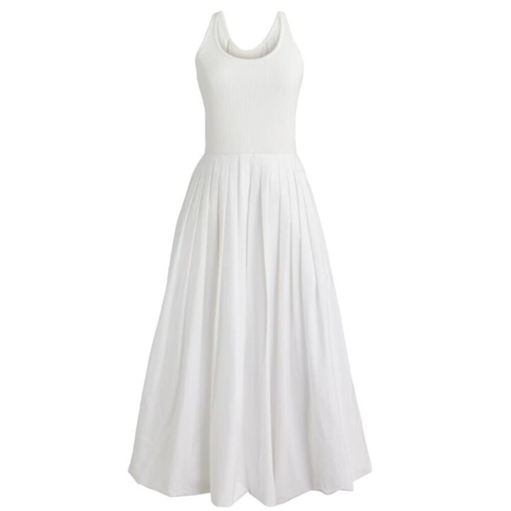 J.Crew Fitted tank dress with poplin bubble skirt BY828 in White size L NWT